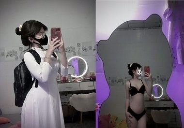 Sex Thu Hiền mặc áo dài cực nứng